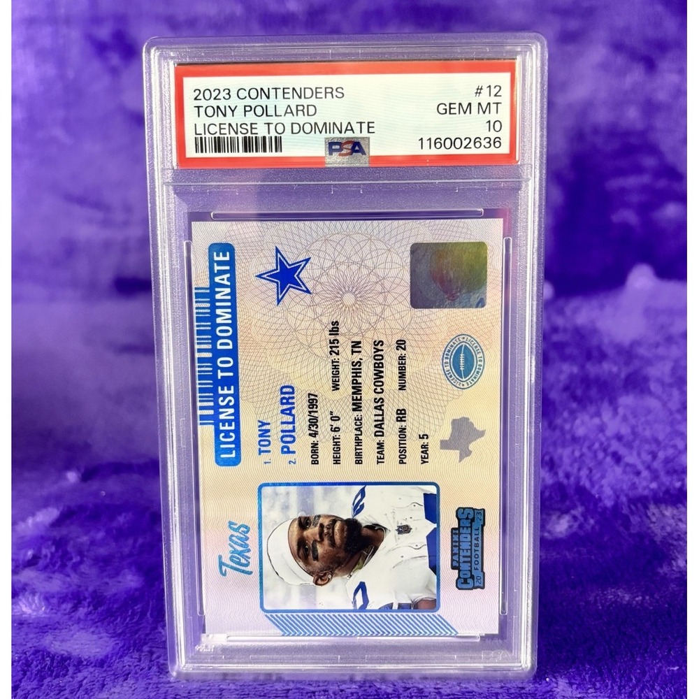 Tony Pollard 2023 Panini Contenders License To Dominate Case Hit PSA 10 #12 SSP